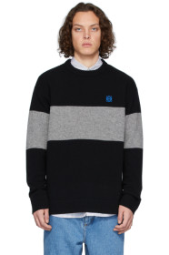 Loewe - Black & Grey Stripe Anagram Sweater