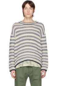 Loewe - Off-White & Navy Wool Striped Sweater