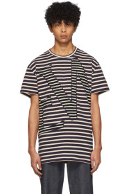 Loewe - Navy & Off-White Striped Logo T-Shirt
