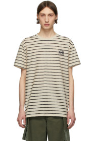 Loewe - オフホワイト & ネイビー ストライプ アナグラム T シャツ