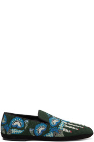 Loewe - Green William De Morgan Canvas Toes Loafers