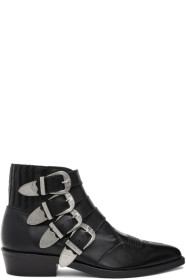 Toga Virilis - Black Four Buckle Western Boots