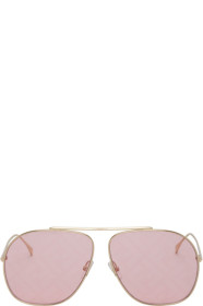 Fendi - Pink & Gold Aviator Logo Sunglasses