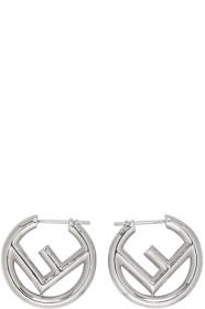 Fendi - Silver Small 'F is Fendi' Hoop Earrings