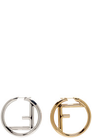Fendi - Gold & Silver 'F is Fendi' Earrings