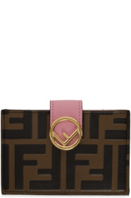 Fendi - Brown & Pink 'Forever Fendi' 'F is Fendi' Card Holder