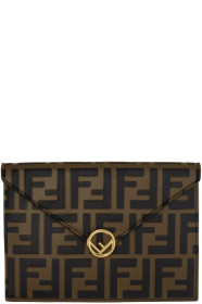Fendi - Pochette enveloppe brune et noire 'Forever Fendi'