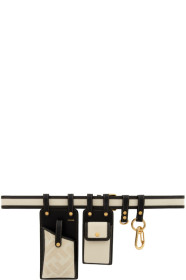 Fendi - Black & Off-White Canvas Multi Pockets Belt Bag