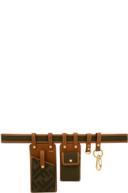 Fendi - Brown & Green Canvas Multi Pockets Belt Bag