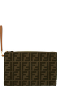 Fendi - Green Canvas 'Forever Fendi' Embossed Pouch