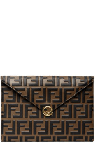 Fendi - Brown & Black 'Forever Fendi' Embossed Envelope Pouch