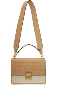 Fendi - White & Beige Canvas Medium Kan U Bag