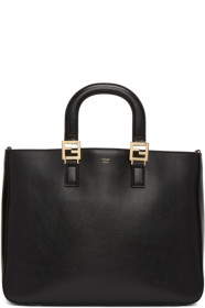 Fendi - 黑色中号皮革托特包