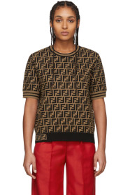 Fendi - Brown & Black 'Forever Fendi' Short Sleeve Sweater