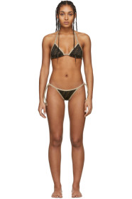 Fendi - Black & Brown 'Forever Fendi' String Bikini