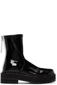 Fendi - Bottes motard en cuir synthétique verni noires