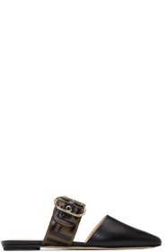 Fendi - Brown & Black Sabot Slippers