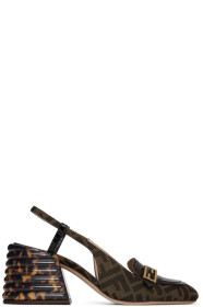 Fendi - Black & Brown 'Forever Fendi' Slingback Heels
