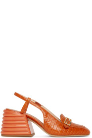 Fendi - Orange Croc Slingback Heels
