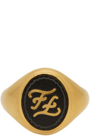Fendi - Bague chevalière dorée Karligraphy