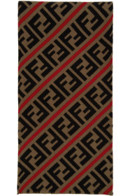 Fendi - Red & Brown Wool 'Forever Fendi' Scarf