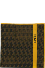 Fendi - Brown & Yellow 'Forever Fendi' Logo Scarf