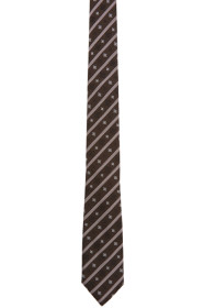 Fendi - Brown Stripe Karligraphy Tie