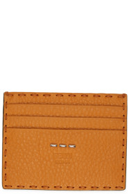 Fendi - Orange Grained Leather Card Holder