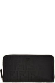 Fendi - Black 'Forever Fendi' Embossed Continental Zip Wallet