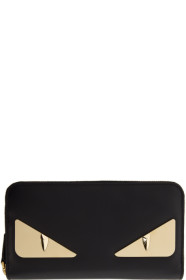 Fendi - Black & Gold Bag Bugs Continental Wallet