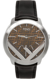 Fendi - Silver & Black Run Away 'F is Fendi' Watch