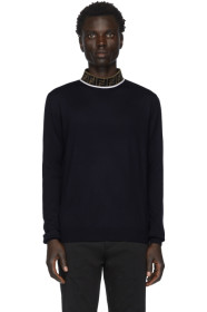 Fendi - Navy Wool Mock Neck Sweater