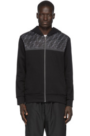 Fendi - Black Mesh 'Forever Fendi' Zip-Up Hoodie