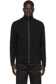 Fendi - Black 'Forever Fendi' Tape Zip-Up Sweater