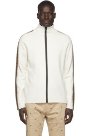 Fendi - White 'Forever Fendi' Tape Zip-Up Sweater