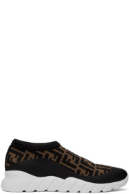 Fendi - Baskets à enfiler brunes et noires 'Forever Fendi'