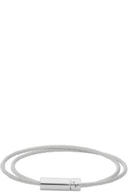 Le Gramme - Silver Slick Polished 'Le 9 Grammes' Double Wrap Cable Bracelet