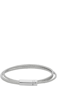 Le Gramme - Silver Slick Polished 'Le 11 Grammes' Triple Wrap Cable Bracelet