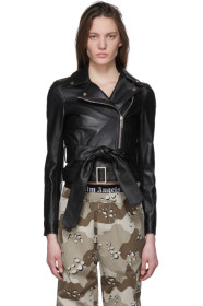 Palm Angels - Black Leather Bow Belt Jacket