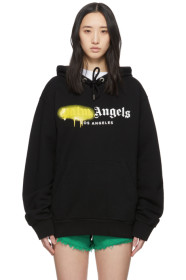 Palm Angels - Black & Yellow 'Los Angeles' Sprayed Hoodie