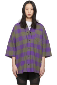 Palm Angels - Purple & Grey Hooded Logo Overshirt