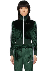 Palm Angels - Green Chenille Cropped Zip-Up Sweatshirt