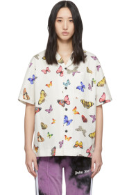 Palm Angels - White & Multicolor Butterflies Bowling Shirt