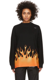 Palm Angels - Black Burning Logo Over Long Sleeve T-Shirt