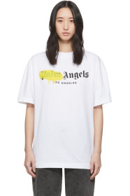 Palm Angels - White & Yellow 'Los Angeles' Sprayed T-Shirt