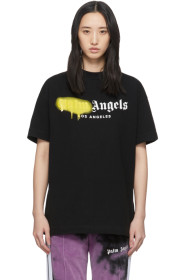 Palm Angels - Black & Yellow 'Los Angeles' Sprayed T-Shirt