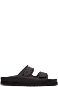 Palm Angels - Black Leather Logo Sandals