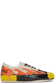 Palm Angels - Beige & Black Flame Sneakers