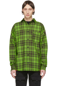 Palm Angels - Green & Black Check Logo Overshirt
