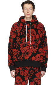 Palm Angels - Black & Red Hawaiian Pile Hoodie